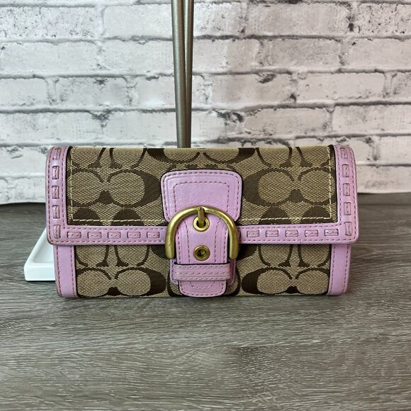 Coach Soho Coach Pink and Brown Clutch with Signature Monogram Wallet - Picture 1 of 6